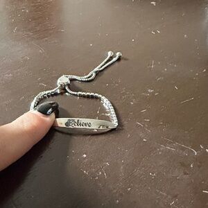 Silver 'Believe' Adjustable Bracelet